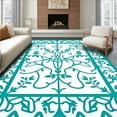 thumbnail image 1 of ODIKA 4'x6' Machine Washable Non-Slip Area Rug, Trellis Floral Motif Pile High Traffic Rug, Blue, 241387, 1 of 7