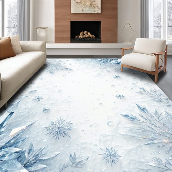 ODIKA 4'x6' Machine Washable Non-Slip Area Rug, Arctic Breeze Square for Product Photography Jewelry Nail Art High Traffic Rug, White, 126836