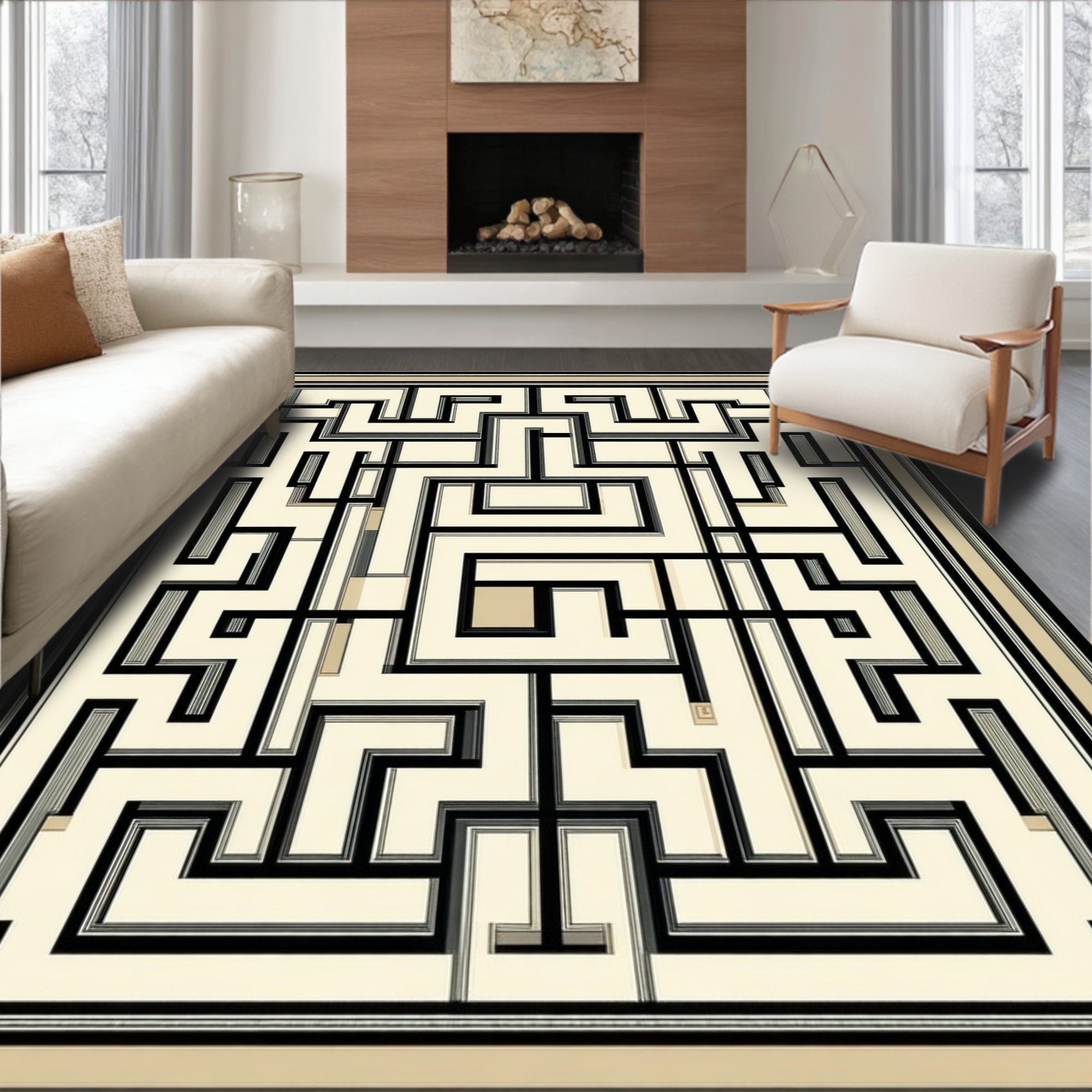ODIKA 8'x10' Machine Washable Non-Slip Area Rug, Art Inspired ...