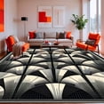 thumbnail image 1 of ODIKA 2'x3' Machine Washable Non-Slip Area Rug, Art Inspired Fan Motif Featuring Repetitive Arch Shapes High Traffic Rug, Black, 143715, 1 of 7