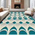 thumbnail image 1 of Flatwoven High Traffic Area Rug, Art Deco Inspired Fan With Symmetrical Radiating Arches, Non Slip, Stain Resistant, Washable Area Rugs for Living Room, Bedroom(Teal, 6X9), 1 of 8