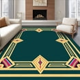 thumbnail image 1 of Flatwoven High Traffic Area Rug, Art Deco Inspired Interlocking Diamond Motif with Subtle Color Variations, Non Slip, Stain Resistant, Washable Area Rugs for Living Room, Bedroom(Green, 3X5), 1 of 8