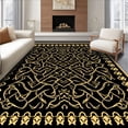 thumbnail image 1 of Flatwoven High Traffic Area Rug, Art Deco Inspired Interlocking Shell with Elegant Flourishes, Non Slip, Stain Resistant, Washable Area Rugs for Living Room, Bedroom(Black, 2X3), 1 of 8