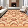 thumbnail image 1 of ODIKA 3'x5' Machine Washable Non-Slip Area Rug, Art Inspired Radiating Fan Motif with Symmetrical Layers High Traffic Rug, Beige, 253517, 1 of 7