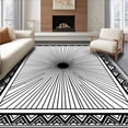 thumbnail image 1 of Flatwoven High Traffic Area Rug, Art Deco Inspired Sunburst Radial Design, Non Slip, Stain Resistant, Washable Area Rugs for Living Room, Bedroom(Black, 8X10), 1 of 8