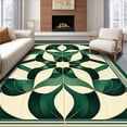 thumbnail image 1 of ODIKA 4'x6' Machine Washable Non-Slip Area Rug, Art Inspired with Symmetrical Fan and Arch Designs High Traffic Rug, Green, 137372, 1 of 7