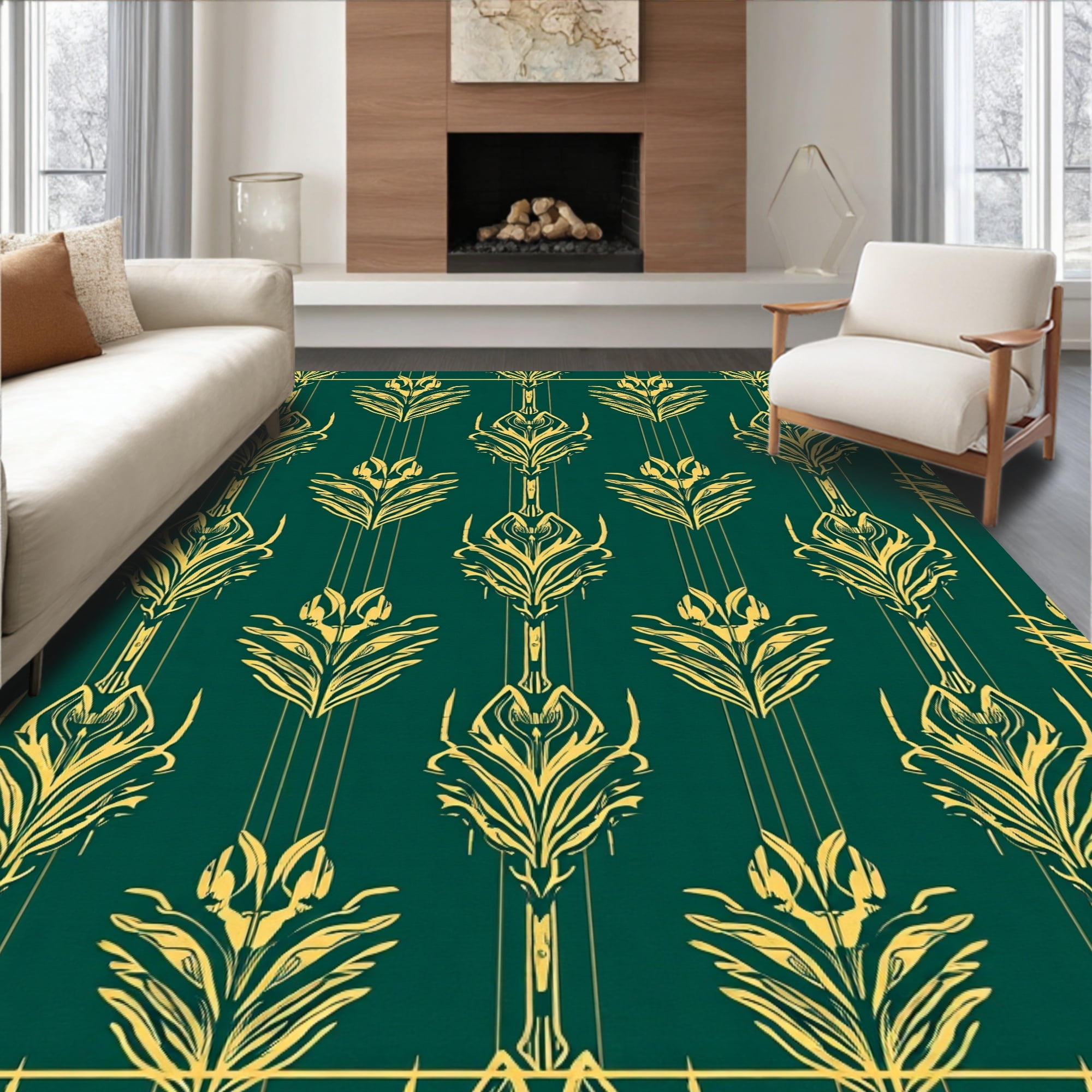 ODIKA 3'x5' Machine Washable Non-Slip Area Rug, Art Inspired ...