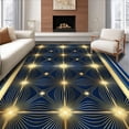 thumbnail image 1 of ODIKA 4'x6' Machine Washable Non-Slip Area Rug, Art with Interlocking Geometric Lines and Fan Motifs High Traffic Rug, Gold, 135866, 1 of 7