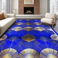 thumbnail image 1 of ODIKA 8'x10' Machine Washable Non-Slip Area Rug, Art Geometric Gold Fan High Traffic Rug, Blue, 92018, 1 of 7
