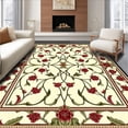 thumbnail image 1 of ODIKA 5'x7' Machine Washable Non-Slip Area Rug, Art Nouveau Floral Embrace Round Accent High Traffic Rug, Red, 129207, 1 of 7