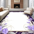 thumbnail image 1 of ODIKA 2'x3' Machine Washable Non-Slip Area Rug, Art Nouveau Inspired Botanical with Stylized Lavender Blooms and Leaves High Traffic Rug, Purple, 225065, 1 of 7