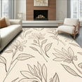 thumbnail image 1 of ODIKA 2'x3' Machine Washable Non-Slip Area Rug, Artful Botanical Design Featuring Flowing Vines and Petals High Traffic Rug, Beige, 297853, 1 of 7