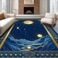 thumbnail image 1 of Flatwoven High Traffic Area Rug, Artful Celestial Whirlwind Motif, Non Slip, Stain Resistant, Washable Area Rugs for Living Room, Bedroom(Blue, 5X7), 1 of 8