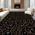 thumbnail image 1 of ODIKA 3'x5' Machine Washable Non-Slip Area Rug, Artful Pet Friendly Design with Graceful Flora and Feline Touches High Traffic Rug, Black, 310361, 1 of 7