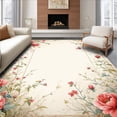 thumbnail image 1 of ODIKA 5'x7' Machine Washable Non-Slip Area Rug, Artisan Garden Path With Hand Drawn Botanical Illustrations High Traffic Rug, Red, 148042, 1 of 7