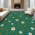 thumbnail image 1 of ODIKA 6' Machine Washable Non-Slip Area Rug, Artisan Wildflower Lattice with Interwoven Fern and Leaf Motifs High Traffic Rug, Teal, 297239, 1 of 7