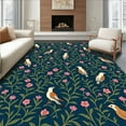 thumbnail image 1 of ODIKA 8'x10' Machine Washable Non-Slip Area Rug, Artistic Botanical Featuring Birds Amidst Curving Floral Vines High Traffic Rug, Blue, 290859, 1 of 7
