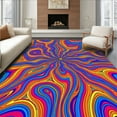 thumbnail image 1 of Flatwoven High Traffic Area Rug, Artistic Color Burst with Abstract Spiral and Twirl, Non Slip, Stain Resistant, Washable Area Rugs for Living Room, Bedroom(Pink, 6X9), 1 of 8