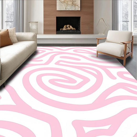 ODIKA 2'x3' Machine Washable Non-Slip Area Rug, Artistic Contemporary Floor High Traffic Rug, Pink, 393406