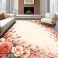 thumbnail image 1 of ODIKA 8'x10' Machine Washable Non-Slip Area Rug, Artistic Rosette With Whimsical Floral Arrangement High Traffic Rug, Peach, 200547, 1 of 7