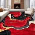 thumbnail image 1 of ODIKA 6'x9' Machine Washable Non-Slip Area Rug, Artistic Swirling and Black Marble with Unique High Traffic Rug, Red, 125521, 1 of 7