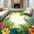 thumbnail image 1 of ODIKA 6'x9' Machine Washable Non-Slip Area Rug, Artistic Tropical Garden with Colorful Floral and Leaf Designs High Traffic Rug, Green, 259094, 1 of 7