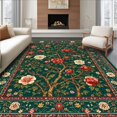 thumbnail image 1 of Flatwoven High Traffic Area Rug, Artistic Vintage Green Floral Composition, Non Slip, Stain Resistant, Washable Area Rugs for Living Room, Bedroom(Green, 8X10), 1 of 8