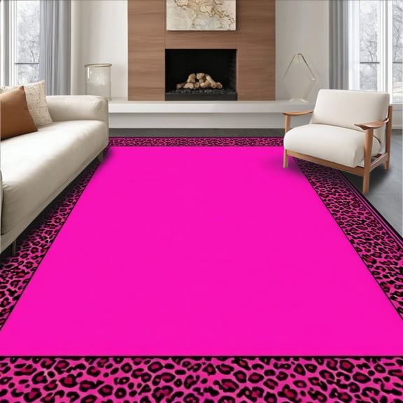 ODIKA 8'x10' Machine Washable Non-Slip Area Rug, Artistic Zebra Patterned Flair High Traffic Rug, Pink, 35834