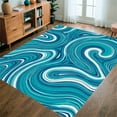 thumbnail image 1 of ODIKA 3'x5' Machine Washable Non-Slip Area Rug, Azure Lagoon Wave Design High Traffic Rug, Blue, 320544, 1 of 7
