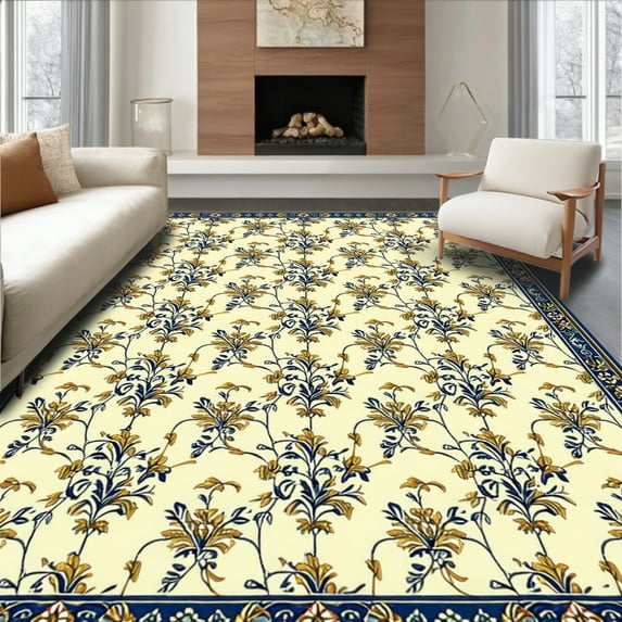 ODIKA 4'x6' Machine Washable Non-Slip Area Rug, Baroque Trellis with ...