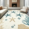 thumbnail image 1 of Flatwoven High Traffic Area Rug, Beachside Starfish and Seashell Pair with Nautical Accents, Non Slip, Stain Resistant, Washable Area Rugs for Living Room, Bedroom(Beige, 4X6), 1 of 8