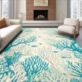 thumbnail image 1 of Flatwoven High Traffic Area Rug, Beachy Bliss Ivory & Abstract Coral, Non Slip, Stain Resistant, Washable Area Rugs for Living Room, Bedroom(Blue, 4X6), 1 of 8
