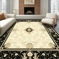 thumbnail image 1 of Flatwoven High Traffic Area Rug, Beautiful Area with Classic Black and Beige Decorative Elements, Non Slip, Stain Resistant, Washable Area Rugs for Living Room, Bedroom(Beige, 4X6), 1 of 8