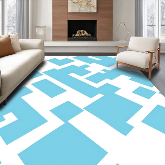 ODIKA 3'x5' Machine Washable Non-Slip Area Rug, Big Cat Camo High Traffic Rug, Blue, 323029