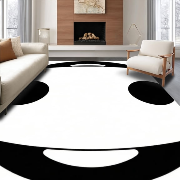 Flatwoven High Traffic Area Rug, Billiards Ball Circle Rug Retro Flocking Fun, Non Slip, Stain Resistant, Washable Area Rugs for Living Room, Bedroom(Black, 2X3)
