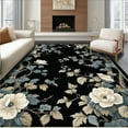 thumbnail image 1 of ODIKA 5'x7' Machine Washable Non-Slip Area Rug, Black Vintage Floral with Subtle Botanical and Vine Accents High Traffic Rug, Black, 87344, 1 of 7
