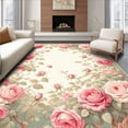 thumbnail image 1 of ODIKA 4'x6' Machine Washable Non-Slip Area Rug, Blossoming Garden Delight Accent with Delicate Rose High Traffic Rug, Pink, 218874, 1 of 7