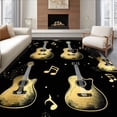 thumbnail image 1 of ODIKA 3'x5' Machine Washable Non-Slip Area Rug, Boho Black and Gold Guitar High Traffic Rug, Black, 86715, 1 of 7
