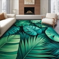 thumbnail image 1 of ODIKA 4'x6' Machine Washable Non-Slip Area Rug, Boho Chic Green Leaves with Artistic Monstera and Palm High Traffic Rug, Green, 93724, 1 of 7