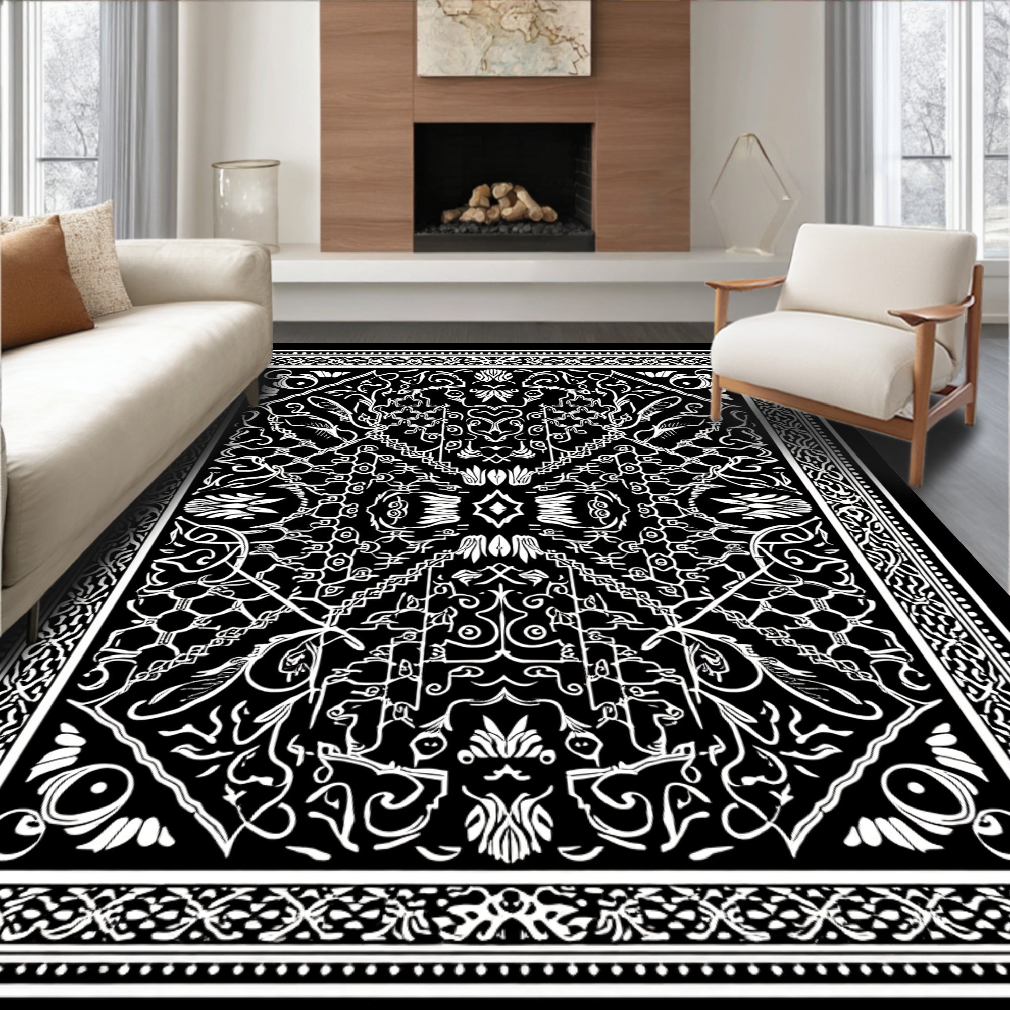 Flatwoven High Traffic Area Rug, Boho Chic with Ornamental Lattice and ...