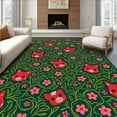 thumbnail image 1 of ODIKA 6'x6' Machine Washable Non-Slip Area Rug, Boho Foxes and Thicket Patterned High Traffic Rug, Green, 311435, 1 of 7