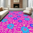 thumbnail image 1 of ODIKA 6'x9' Machine Washable Non-Slip Area Rug, Boho Garden Featuring Wildflower Clusters and Artistic Swirls High Traffic Rug, Pink, 301134, 1 of 7