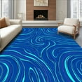 thumbnail image 1 of ODIKA 3'x5' Machine Washable Non-Slip Area Rug, Boho Inspired Snake Skin Print with Fluid Curvilinear Lines High Traffic Rug, Blue, 300244, 1 of 7