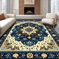 thumbnail image 1 of ODIKA 3'x5' Machine Washable Non-Slip Area Rug, Boho Style Beige Abstract High Traffic Rug, Blue, 50002, 1 of 7