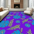 thumbnail image 1 of ODIKA 6'x6' Machine Washable Non-Slip Area Rug, Boho Tropical Jungle Lush Leaves & Exotic Birds High Traffic Rug, Purple, 299759, 1 of 7