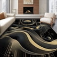 thumbnail image 1 of Flatwoven High Traffic Area Rug, Bold Black Gold Graphic Inspiration, Non Slip, Stain Resistant, Washable Area Rugs for Living Room, Bedroom(Gold, 5X7), 1 of 8