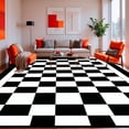 thumbnail image 1 of ODIKA 4'x6' Machine Washable Non-Slip Area Rug, Bold Checkerboard Geometric High Traffic Rug, Black, 137817, 1 of 7