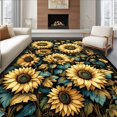 thumbnail image 1 of Flatwoven High Traffic Area Rug, Bold Floral Botanical Statement, Non Slip, Stain Resistant, Washable Area Rugs for Living Room, Bedroom(Yellow, 4X6), 1 of 8