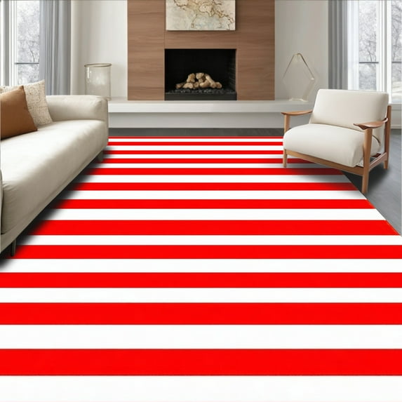 ODIKA 3'x5' Machine Washable Non-Slip Area Rug, Bold Horizontal Stripe ...