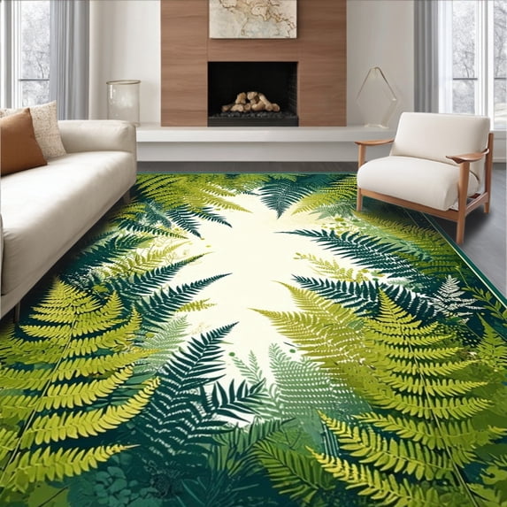 ODIKA 8'x10' Machine Washable Non-Slip Area Rug, Bold Vibrant Shapes High Traffic Rug, Green, 32378